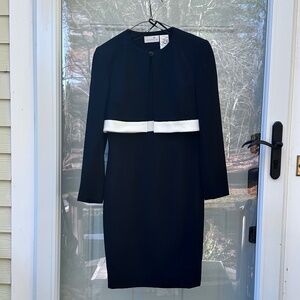 Liz Claiborne dress with jacket, lined, black and white, cutout back, 6P